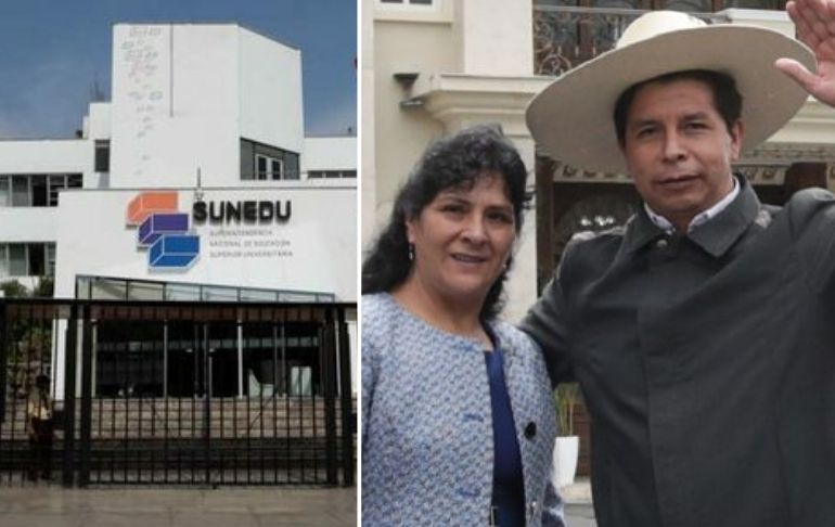 Sunedu evalúa actuación de la UCV en la investigación sobre tesis de Pedro Castillo y Lilia Paredes