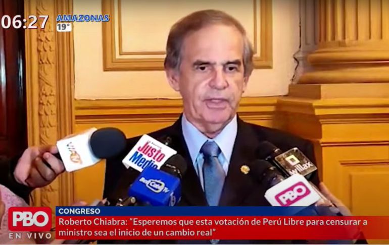 Roberto Chiabra sobre respaldo de Perú Libre a la censura de Senmache: "Esperemos que sea el inicio de un cambio real"