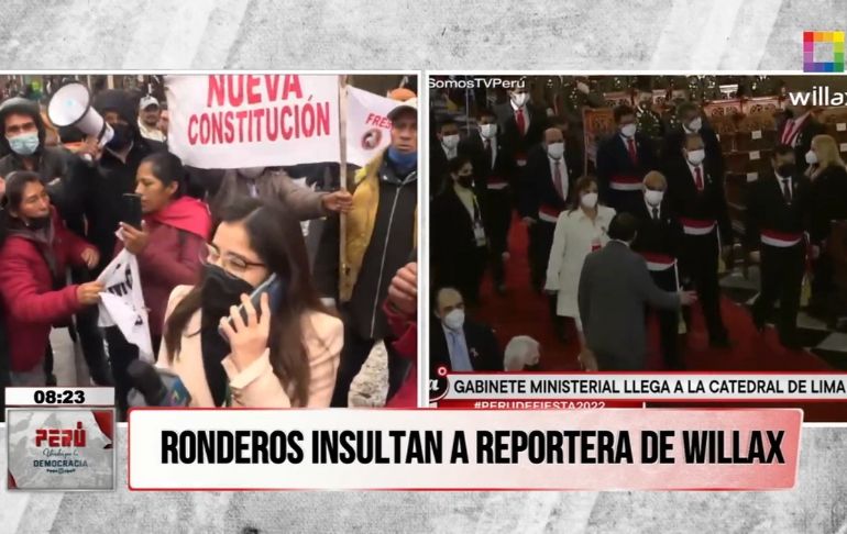 Ronderos llegan al Centro de Lima y agreden a reportera de Willax TV