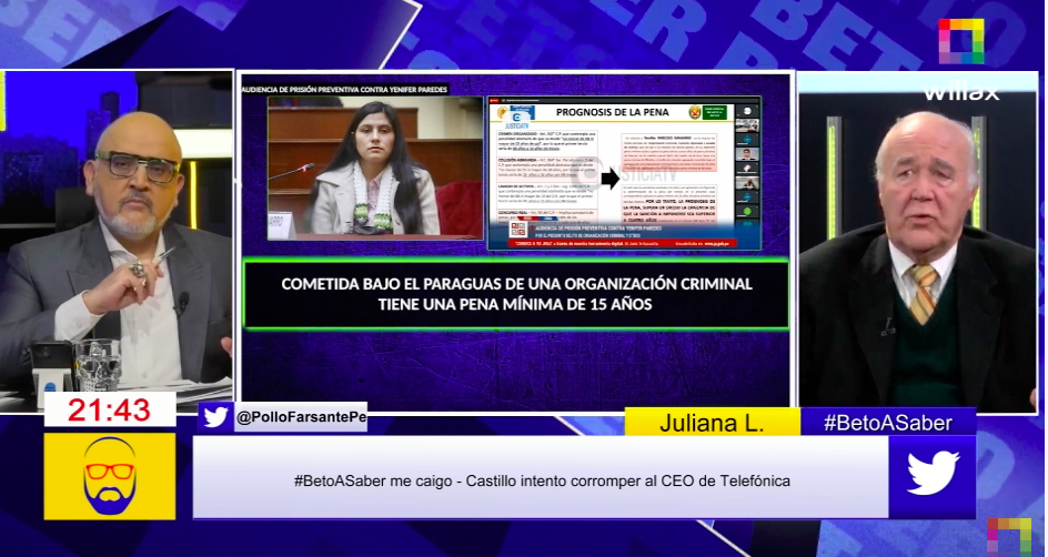 Víctor Andrés García Belaunde: "Postergan la audiencia para justificar no darle prisión a Yenifer Paredes"