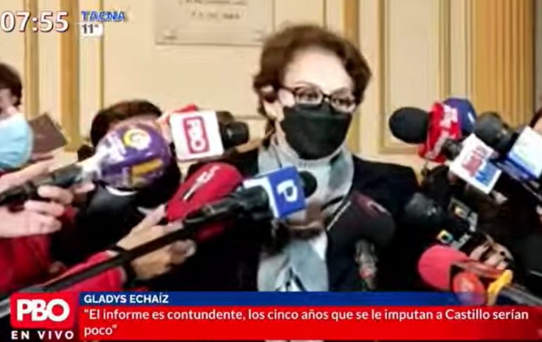 Gladys Echaíz sobre inhabilitación de Pedro Castillo: "Cinco años sería poco"