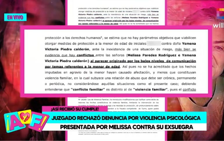 Melissa Paredes: jueza rechaza denuncia por violencia psicológica contra su exsuegra