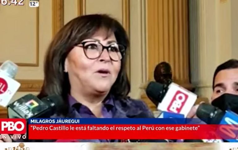 Milagros Jáuregui sobre actual Gabinete Ministerial: "No hay ningún interés de cambio"