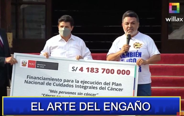 Cheque de más de S/4 mil millones que Pedro Castillo entregó para niños con cáncer jamás llegó a su destino