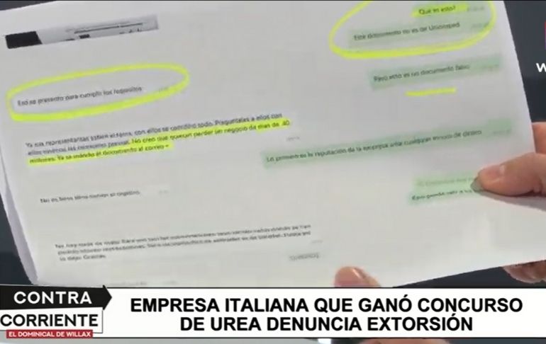 Empresa italiana que ganó concurso de urea denuncia extorsión