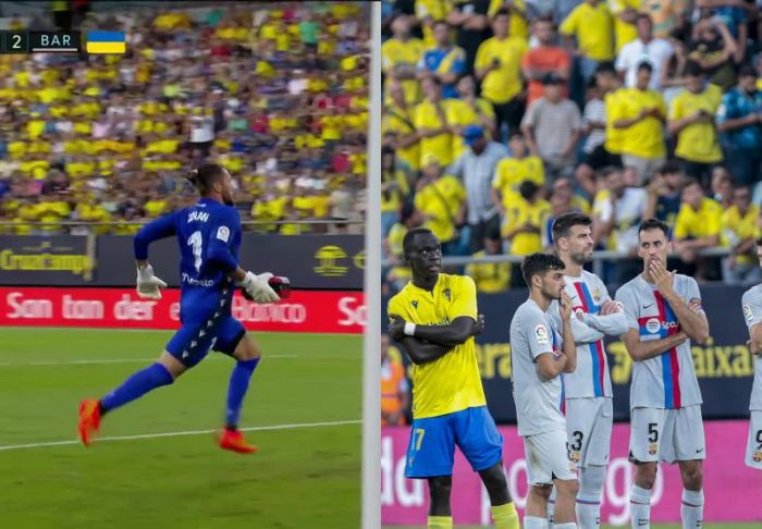 Barcelona vs Cádiz: arquero lleva un desfibrilador por descompensación de un hincha en la tribuna [VIDEO]