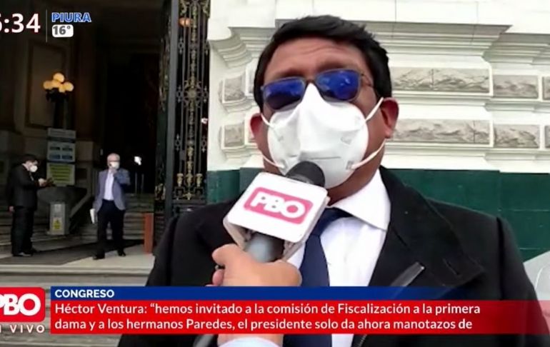 Portada: Héctor Ventura: "Se va a tener en consideración citar a la primera dama a la Comisión de Fiscalización"