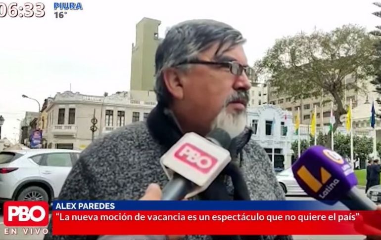 Portada: Alex Paredes sobre tercera moción de vacancia: "Son cortinas de humo"