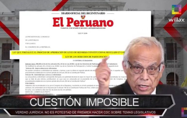 Verdad jurídica: No es potestad del premier Torres hacer cuestión de confianza sobre temas legislativos [VIDEO]