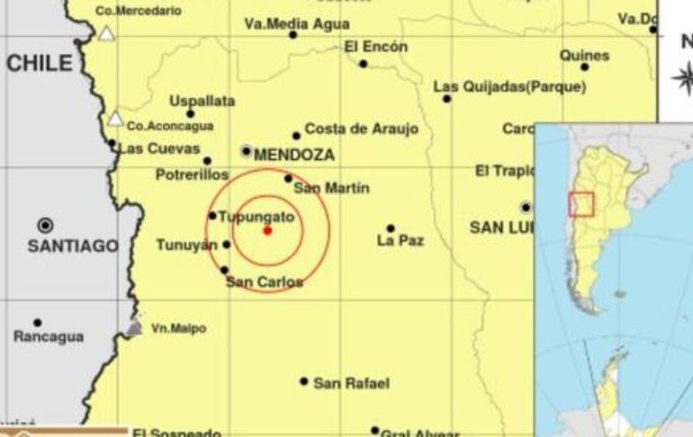 Argentina: sismo de magnitud 5,4 remece la provincia de Mendoza