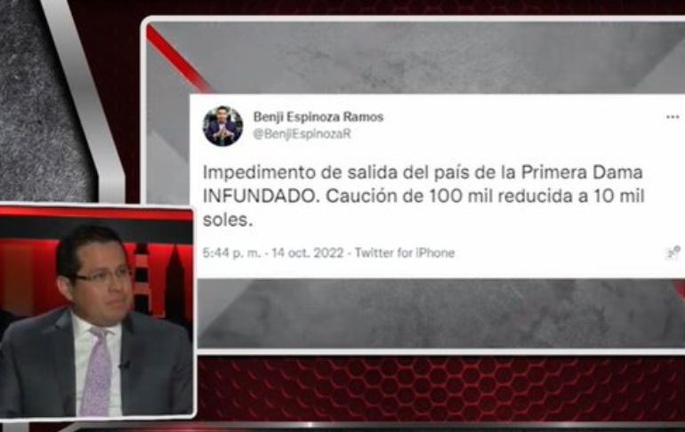 Portada: Benji Espinoza dice que expresó su malestar a Pedro Castillo por presentar una acción de amparo "endeble" [VIDEO]