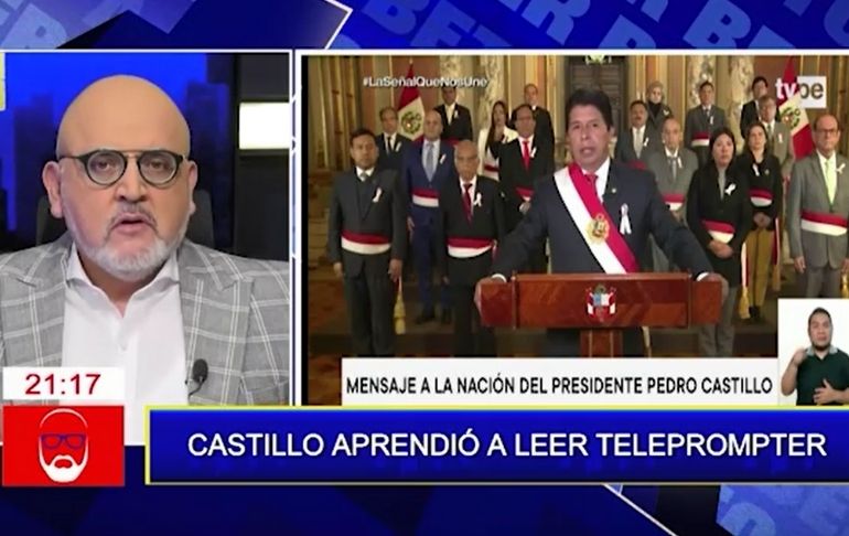Beto Ortiz a Pedro Castillo tras su mensaje a la Nación: Eres un cobarde, estás muerto de miedo [VIDEO]