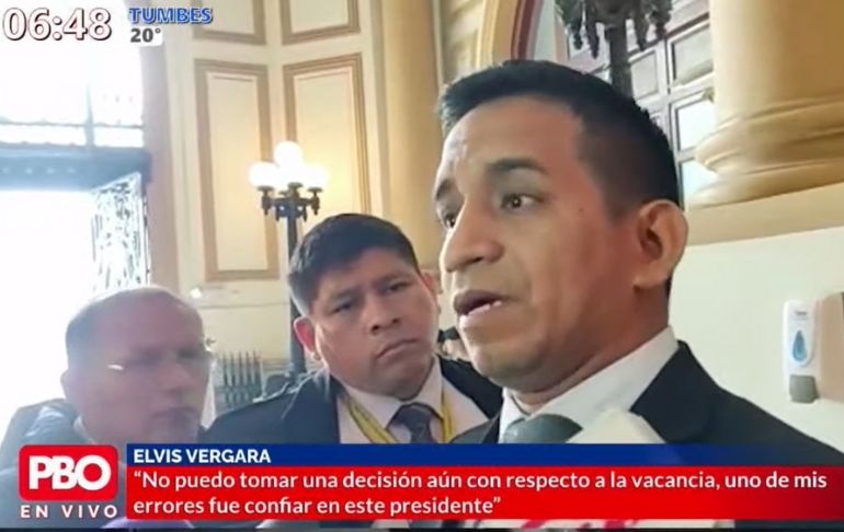 Elvis Vergara sobre tercera moción de vacancia: "Con todo gusto la firmaría"