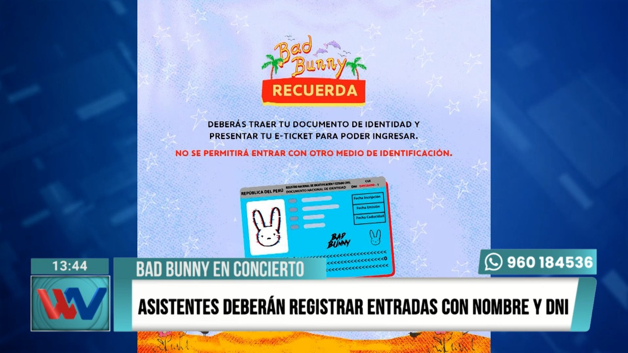 Bad Bunny en concierto: asistentes deberán registrar entradas con nombre y DNI