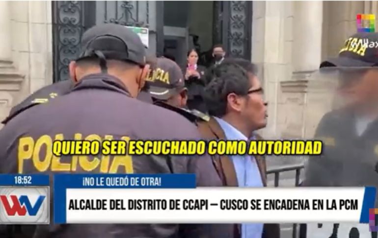 Alcalde cusqueño se encadenó en la PCM [VIDEO]