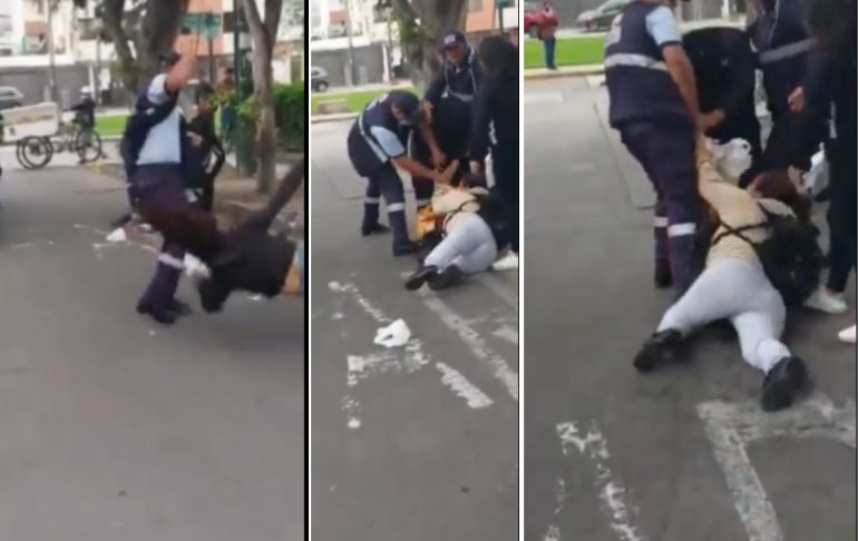 ¡Repudiable! Fiscalizadores de Surco arrastran y golpean a dos mujeres que eran vendedoras ambulantes [VIDEO]