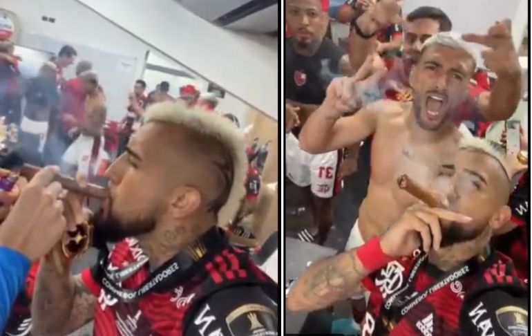 Al estilo de Michael Jordan: Arturo Vidal fumó un puro durante los festejos tras ganar la Copa Libertadores [VIDEO]