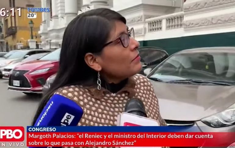 Margot Palacios sobre falta de requisitoria a Alejandro Sánchez: "Tienen que hacer su trabajo"