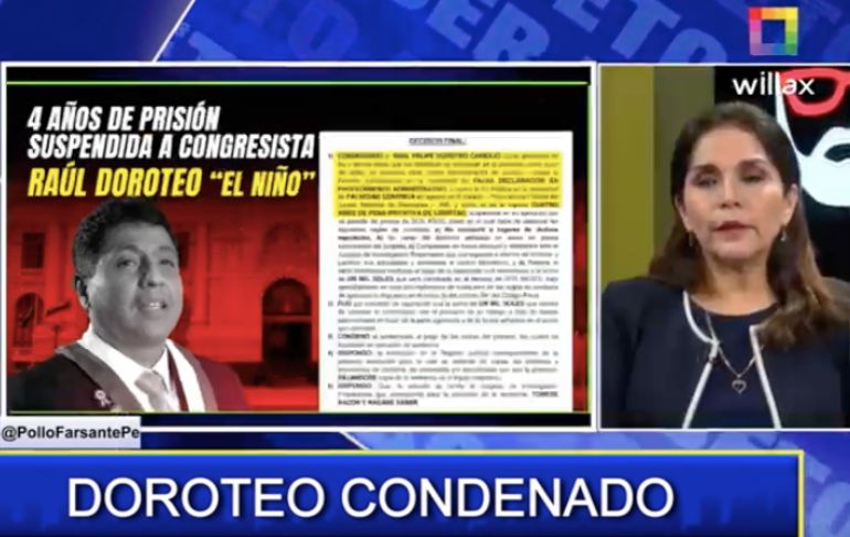 Portada: Patricia Juárez sobre Raúl Doroteo: "Va a continuar asistiendo al Congreso como si nada hubiera pasado"