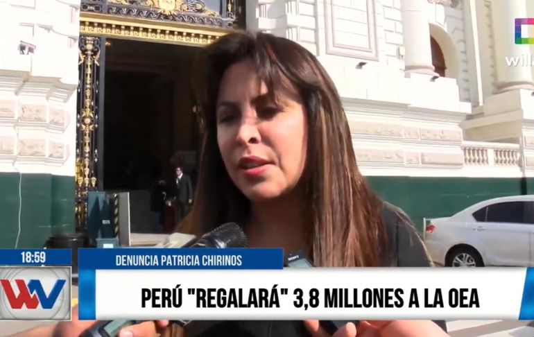 Portada: Patricia Chirinos denuncia que Perú regalará 3,8 millones a la OEA [VIDEO]