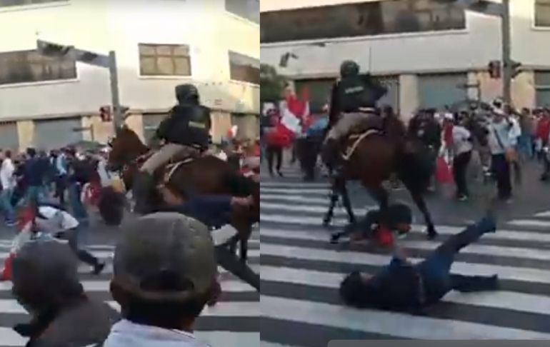 Portada: Reacciona Perú: policía en caballo embiste a dos ciudadanos [VIDEO]