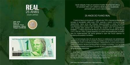 1 folder dos 25 anos do real (Real Numismática)