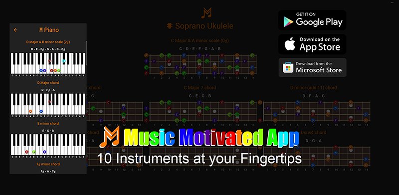 A screenshot of the music motivated app showing a user interface with music and motivational quotes.