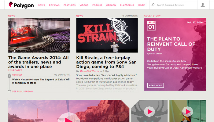 polygon digital magazine website layout