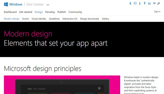windows dev center style guide