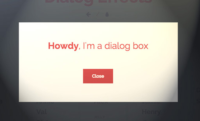 modal window dialog animation