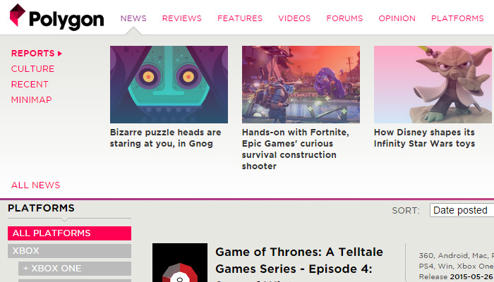 polygon gaming magazine meganav dropdown