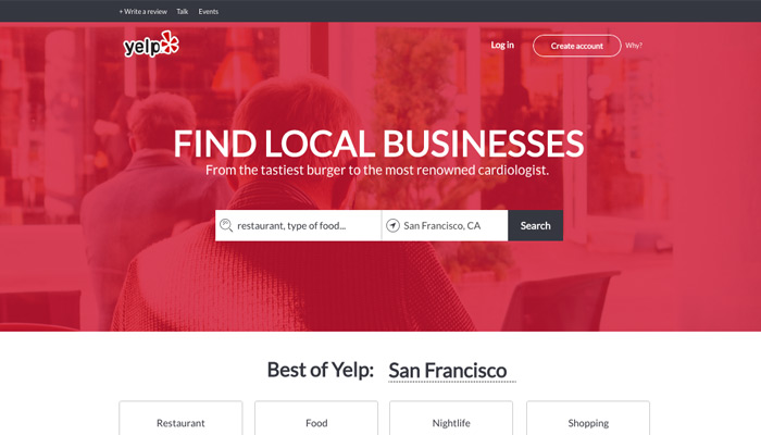 yelp homepage design ui