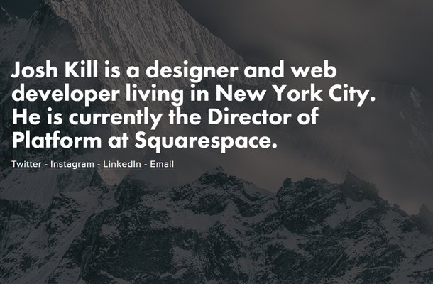 josh kill fullscreen website layout design