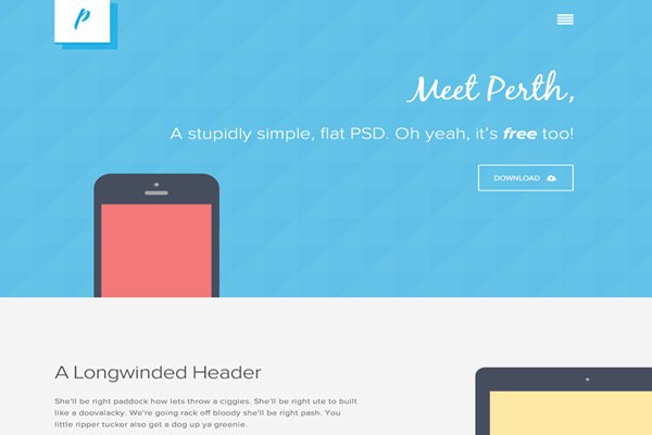 perth flat portfolio website psd layout design