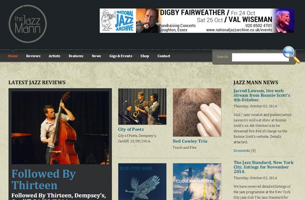 jazz music website simple search interface