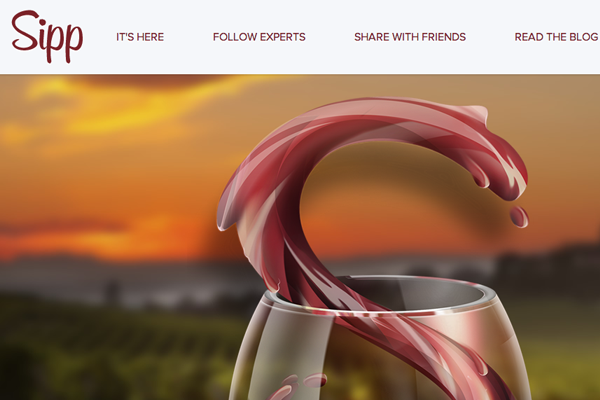 sipp wine app iphone landing page website