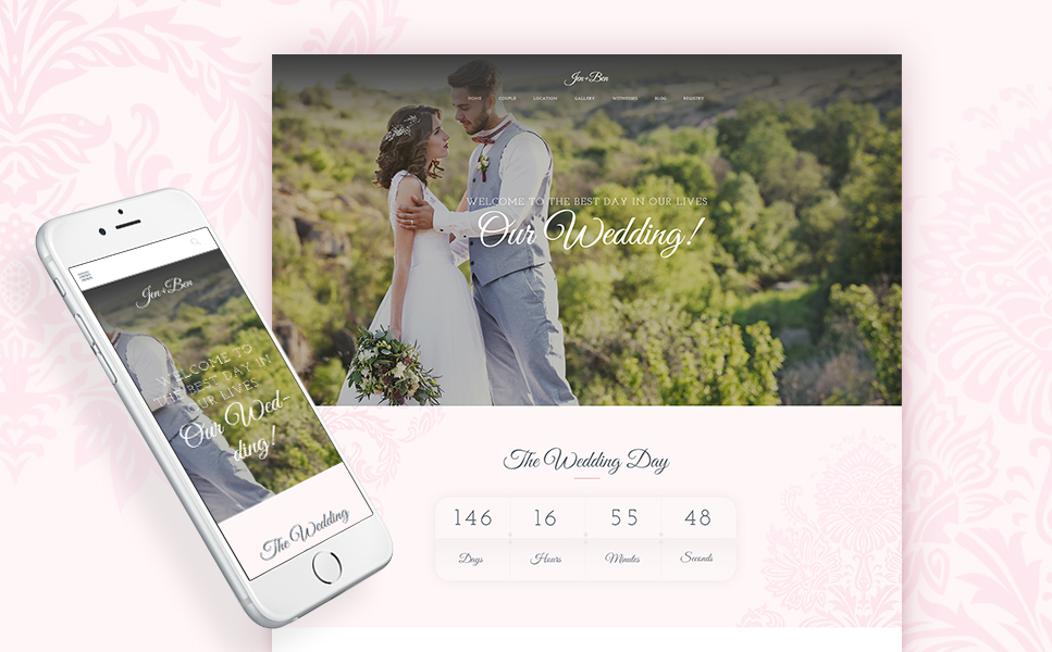 Jen+Ben - One Page Wedding WordPress Theme 