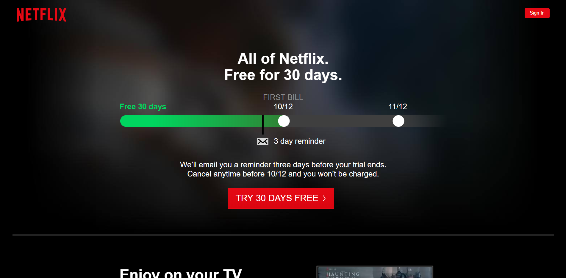 dark user interface of netflix