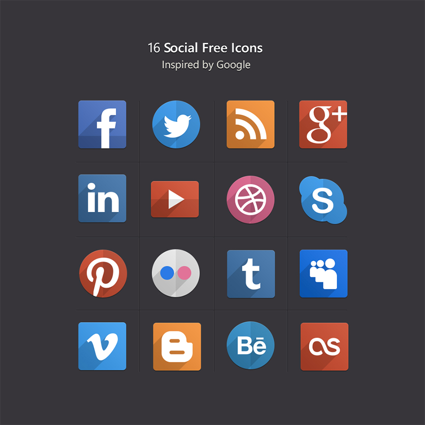 free-psd-flat-social-icons