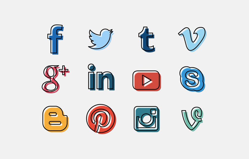 round social media icons vector free download