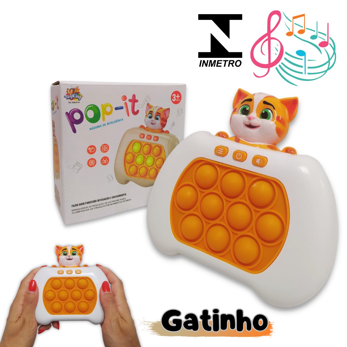 Jogo Pop It Eletrônico Mini Console Anti Stress de Gatinho em