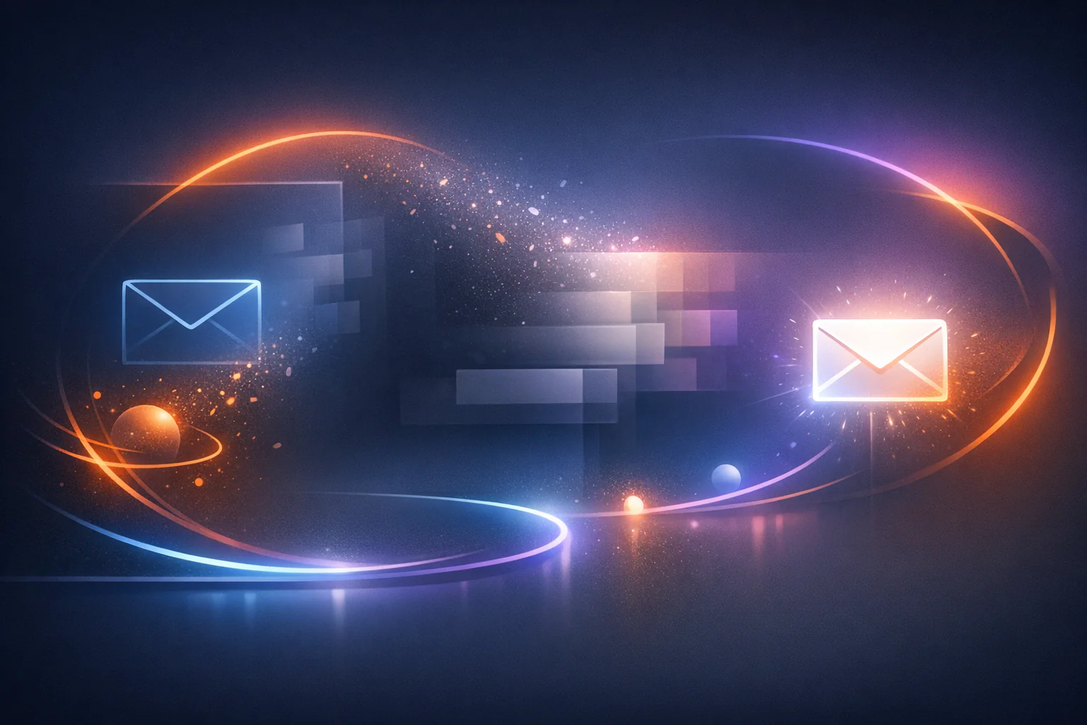 Illustration of an inbox with emails being filtered through spam detection