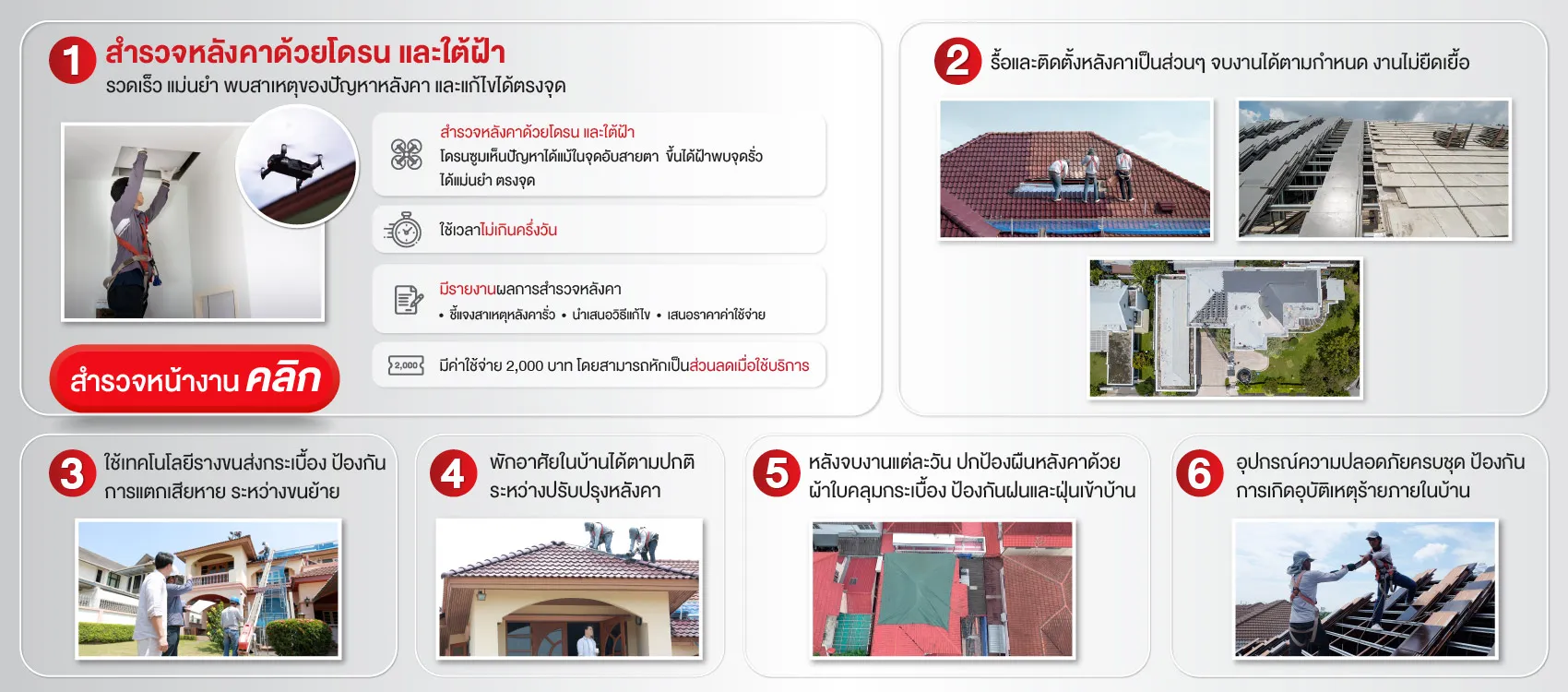บริการซ่อมหลังคาบ้านเดี่ยวรั่วเฉพาะจุด SCG Roof Repair