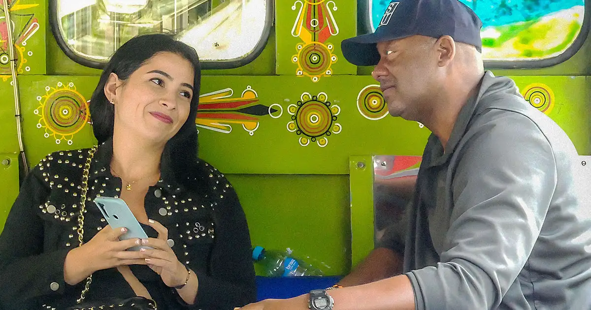 Client poses for a photo during a Medellin dating tour.