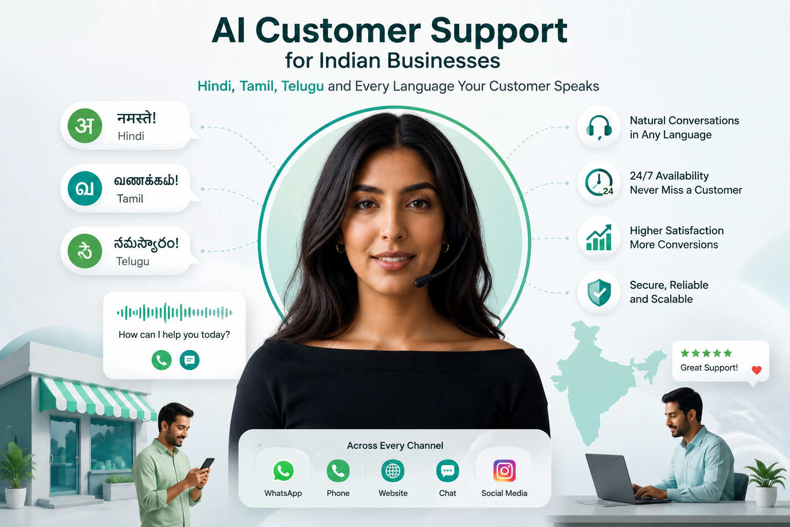 AI Customer Support for Indian Businesses Hindi, Tamil, Telugu and Every Language Your Customer Speaks