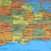 Close up of a colorful map of the United States