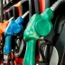 Row of colorful gas pump nozzles