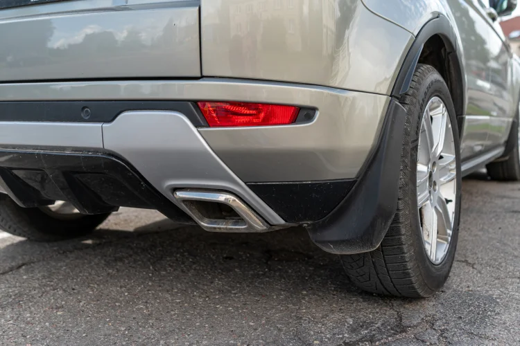 close up shot of a bumper on a silver suv