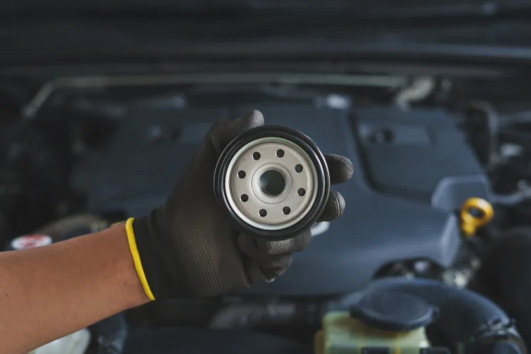 close up of the bottom of a new oil filter