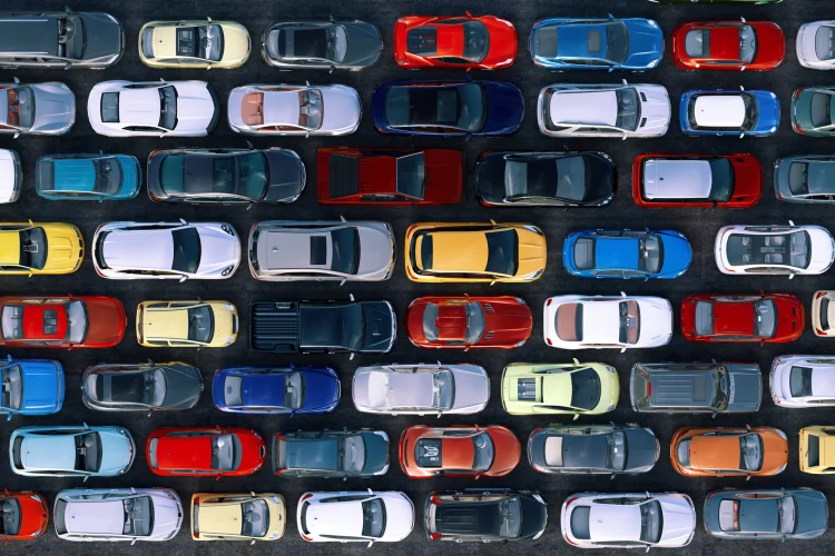 Overhead shot of bumper to bumper traffic